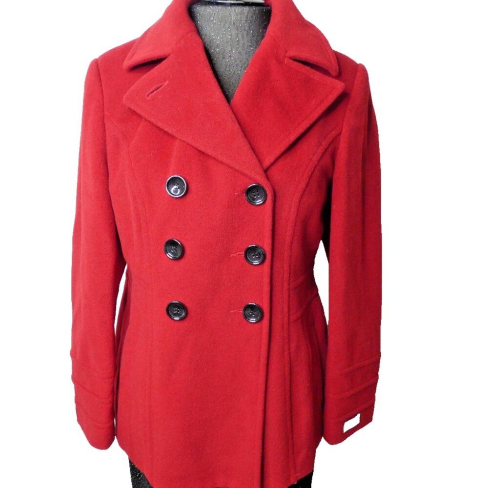 Valentine Red Cashmere Wool Jacket Size M St Johns Bay Short Coat Peacoat